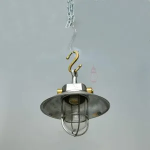 - SL 11835 4 Authentic Vintage Aluminium Pendant Light with Brass – Nautical Hanging Salvage