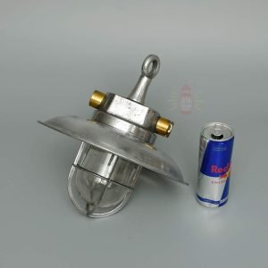 Authentic Vintage Aluminium Pendant Light with Brass – Nautical Hanging Salvage