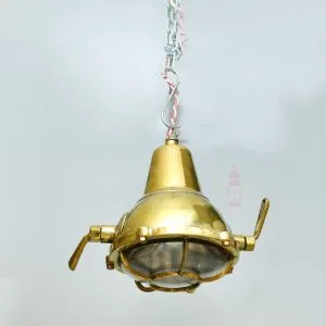 - SL 11836 4 Authentic Vintage Polished Brass Cargo Pendant Light
