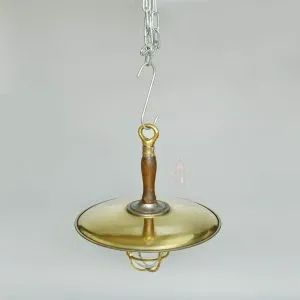 - SL 11854 4 Authentic Vintage Brass Pendant with Wood Shade – Large Nautical Salvage