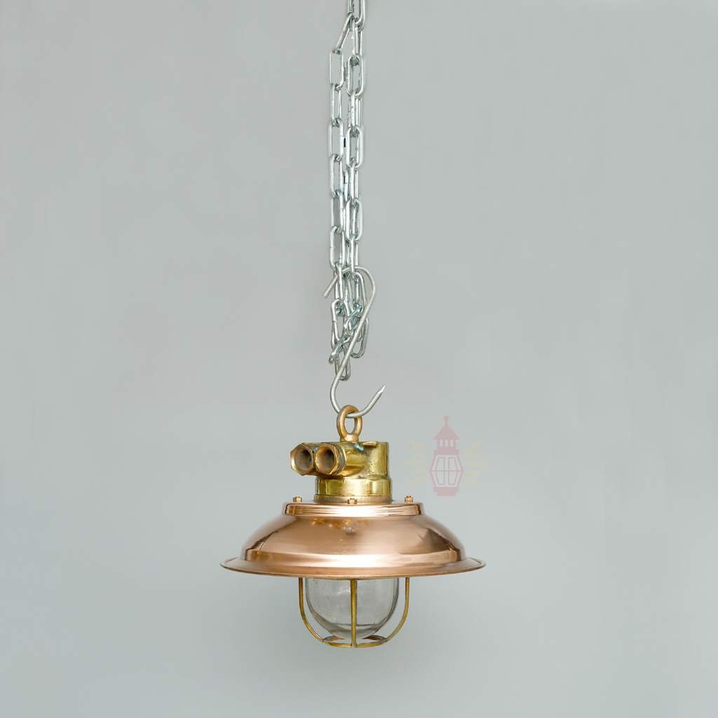 - SL 11861 2 Authentic Brass Wall Light with Copper Shade – Vintage Nautical Salvage