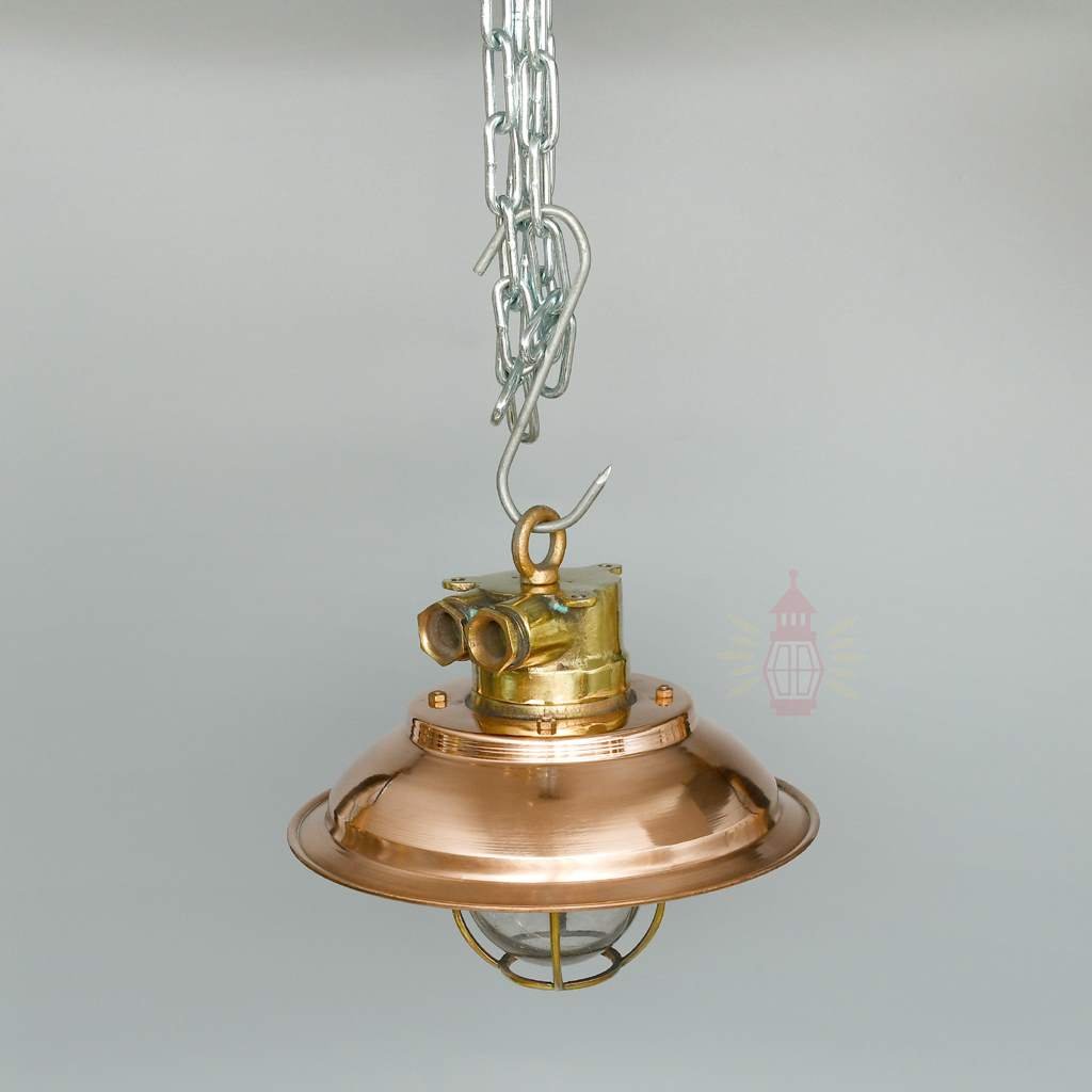 - SL 11861 3 Authentic Brass Wall Light with Copper Shade – Vintage Nautical Salvage