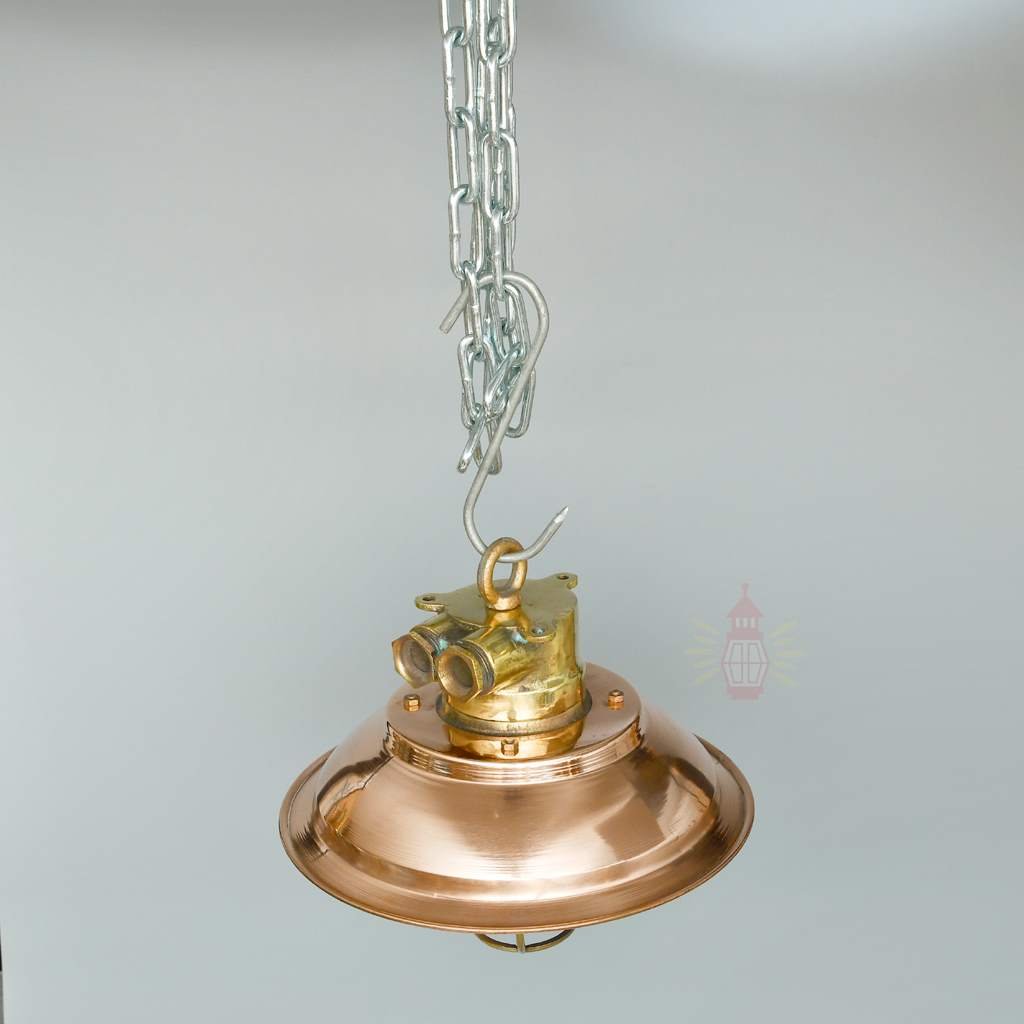 - SL 11861 4 Authentic Brass Wall Light with Copper Shade – Vintage Nautical Salvage