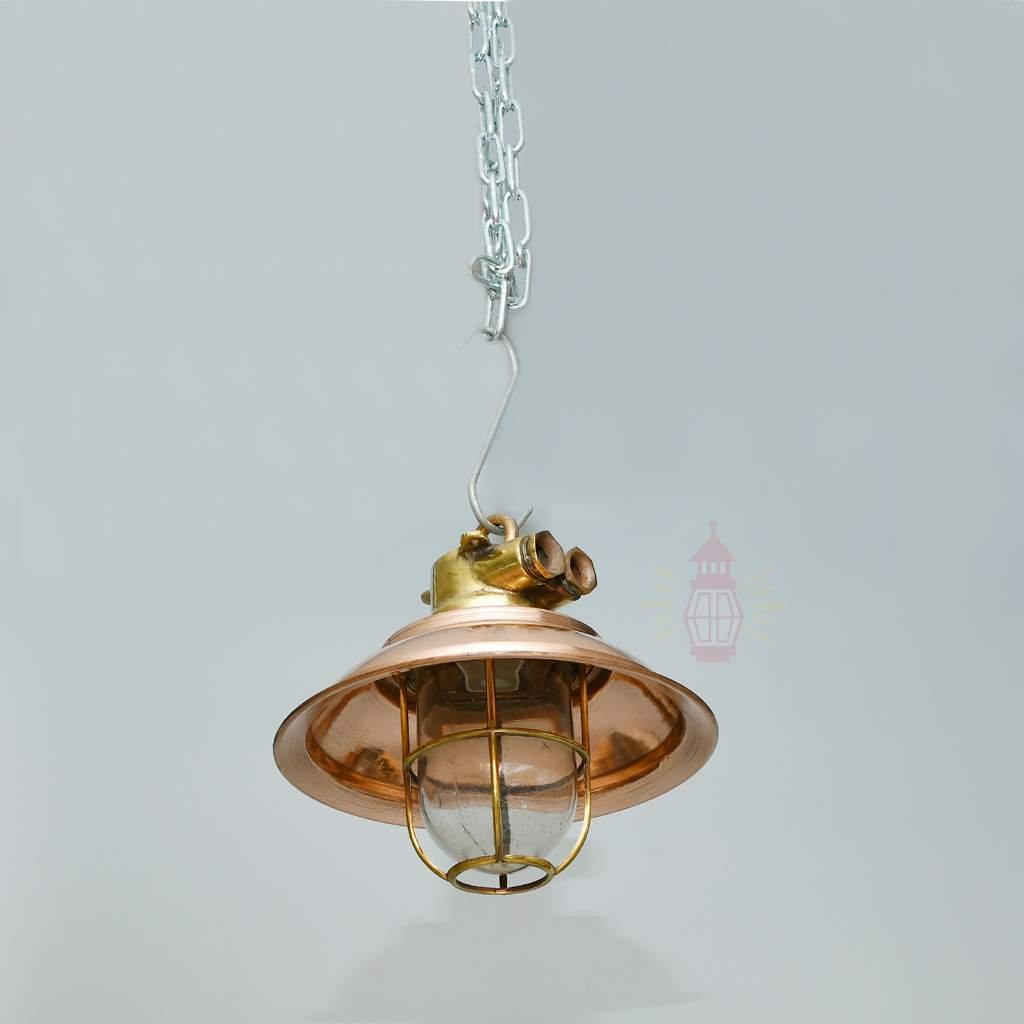 - SL 11861 5 Authentic Brass Wall Light with Copper Shade – Vintage Nautical Salvage