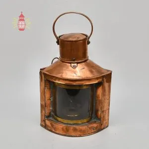 Authentic Antique Copper Oil Lantern with Clear Glass - Polished Maritime Antique