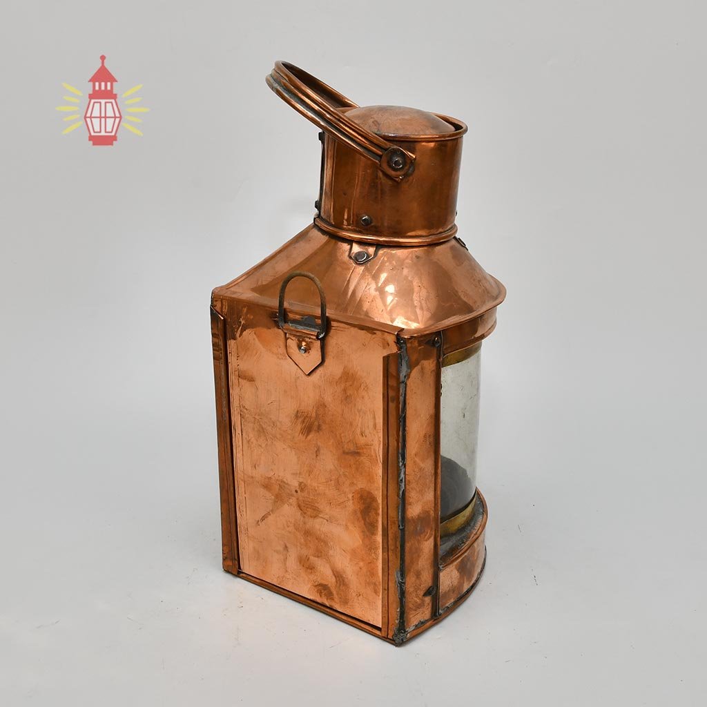 - SL 14404 2 Authentic Antique Copper Oil Lantern with Clear Glass - Polished Maritime Antique