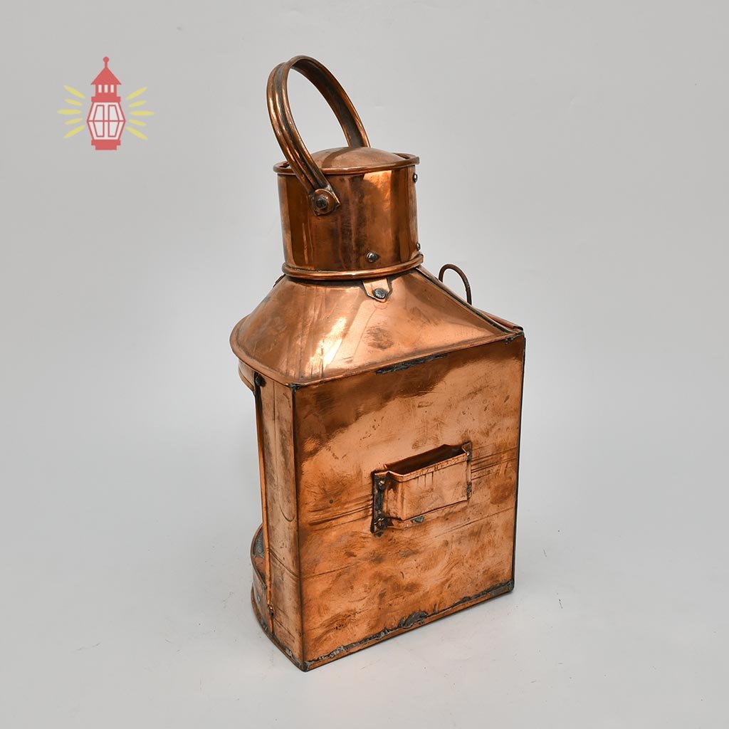 - SL 14404 4 Authentic Antique Copper Oil Lantern with Clear Glass - Polished Maritime Antique