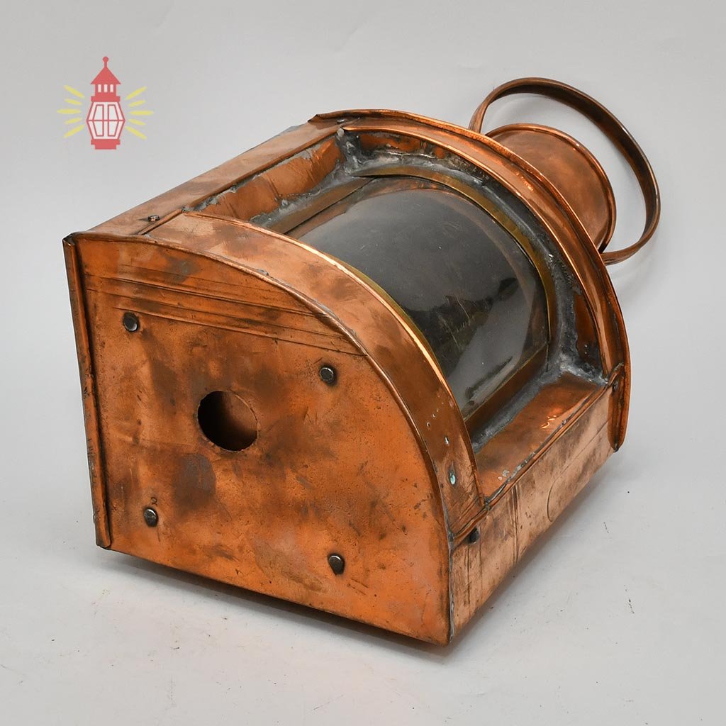 - SL 14404 5 Authentic Antique Copper Oil Lantern with Clear Glass - Polished Maritime Antique