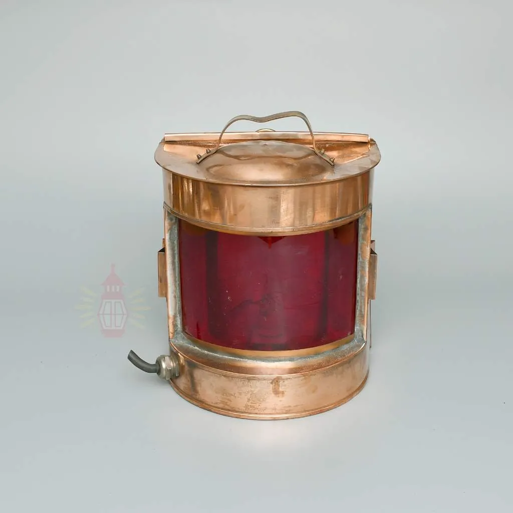- SL 14425 1 Authentic Copper Port Navigation Light with Red Glass – Vintage Maritime Salvage