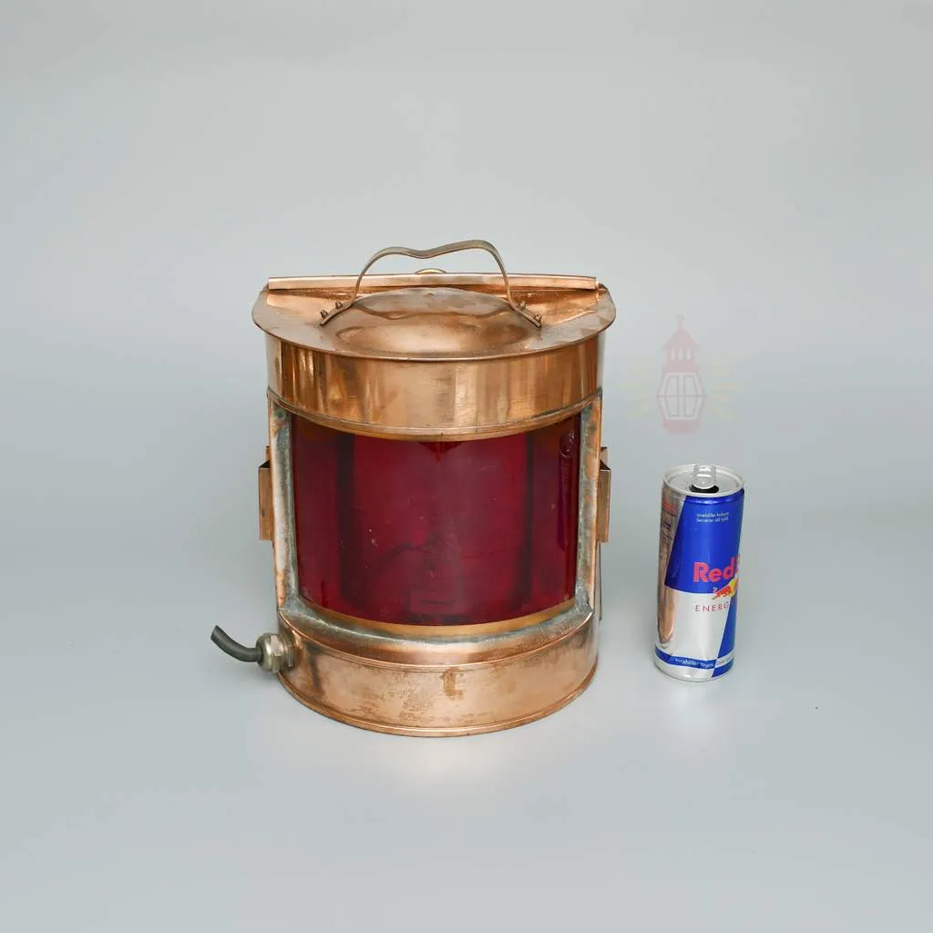 - SL 14425 2 Authentic Copper Port Navigation Light with Red Glass – Vintage Maritime Salvage
