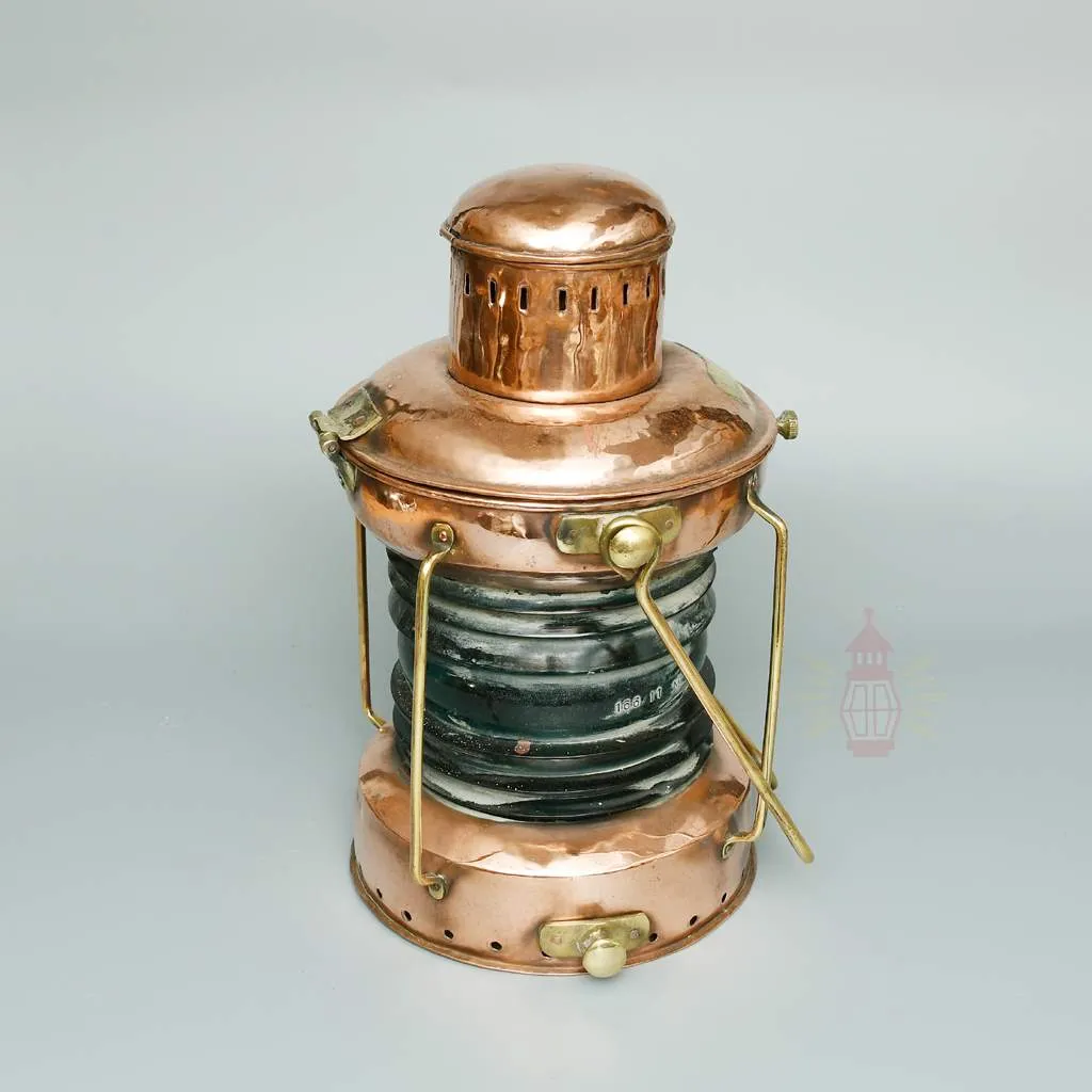 Authentic Brass Starboard Lantern with Green Glass