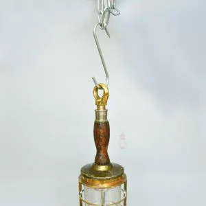 - SL 378 3 Authentic Vintage Brass and Wood Nautical Hanging Light