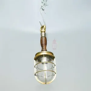 Authentic Vintage Brass and Wood Nautical Hanging Light