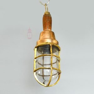 - SL 379 4 Vintage Brass and Wood Nautical Hand Light – Salvaged Ship Portable Lamp
