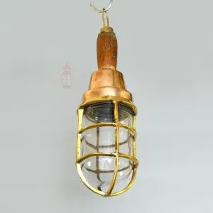 - SL 379 4 Vintage Brass and Wood Nautical Hand Light – Salvaged Ship Portable Lamp