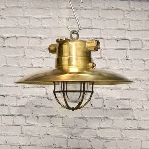 - SL 10755 2 Vintage Brass Cage Nautical Hanging Lamp