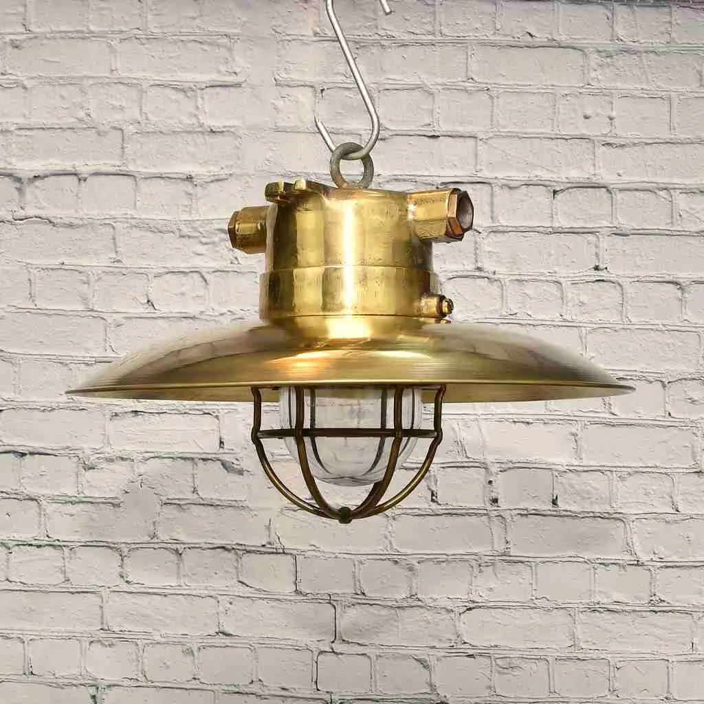 - SL 10755 2 Vintage Brass Cage Nautical Hanging Lamp