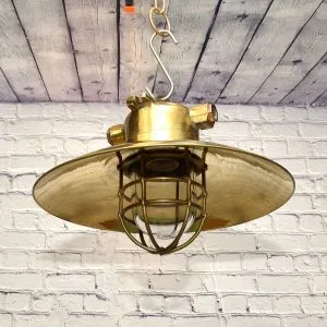 - SL 10755 5 Vintage Brass Cage Nautical Hanging Lamp