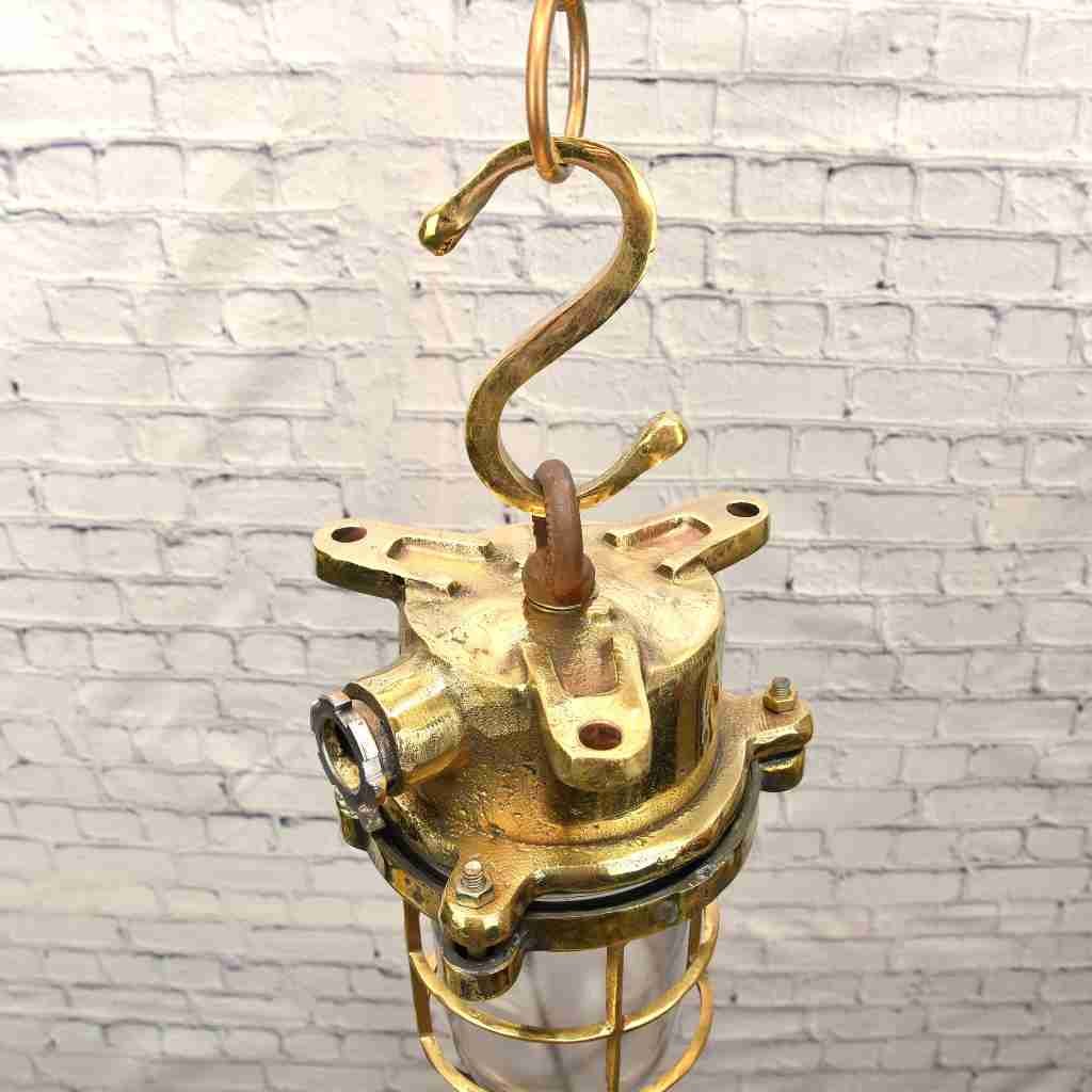 - SL 10986 3 Security hanging lamp from ship - Brass
