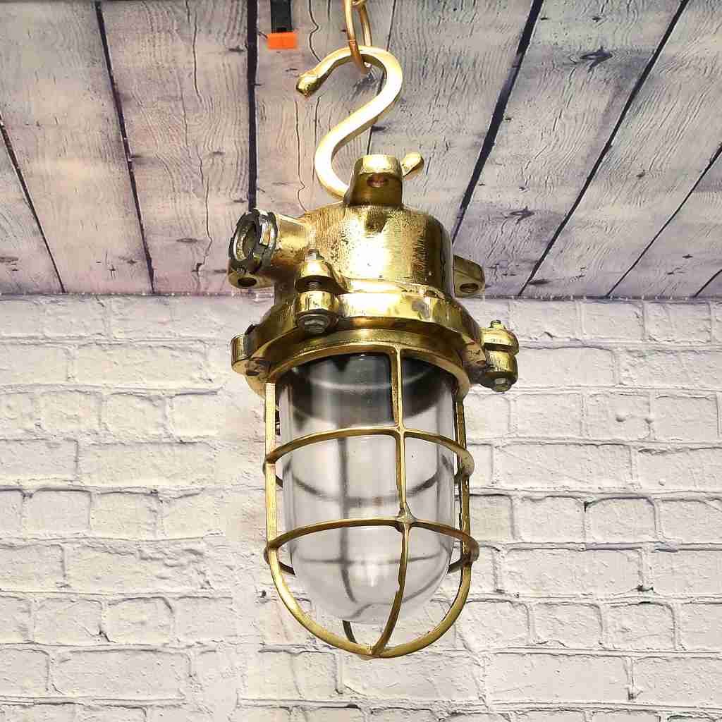 - SL 10986 4 Security hanging lamp from ship - Brass