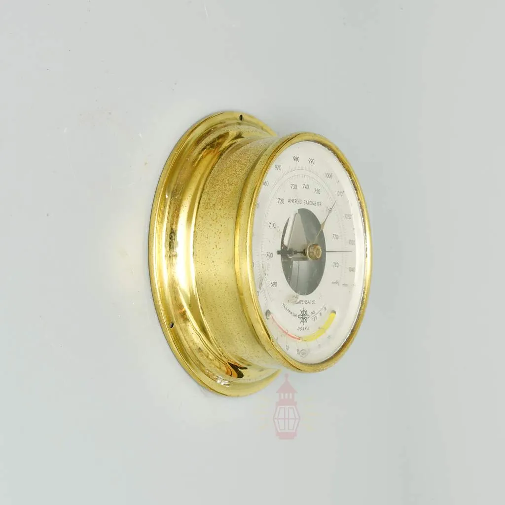 - SL 11843 1 Brass Aneroid Takahashi Barometer from ship - OSAKA