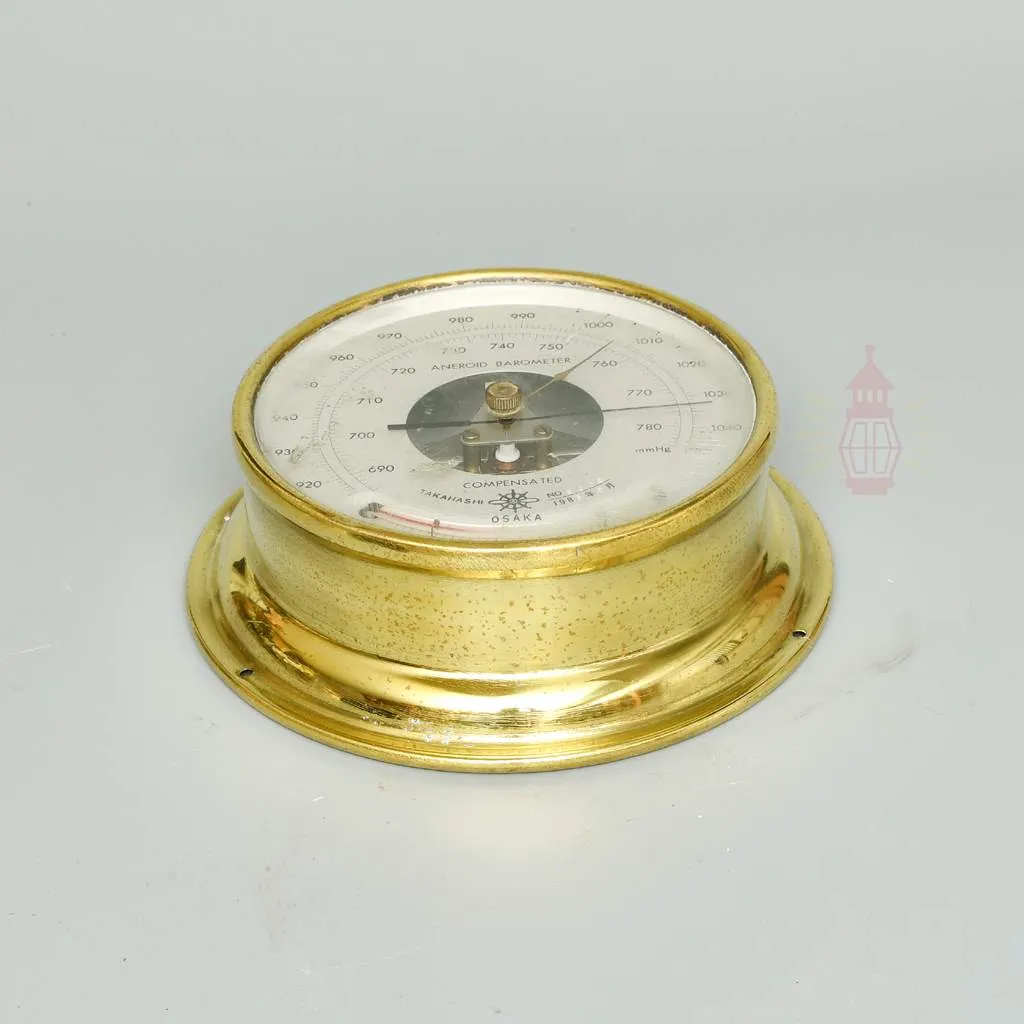 - SL 11843 2 Brass Aneroid Takahashi Barometer from ship - OSAKA