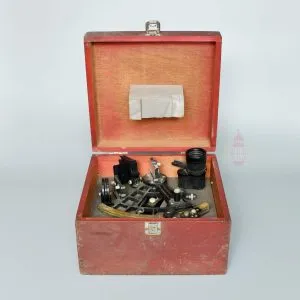 Antique Brass Navigation Sextant with Box