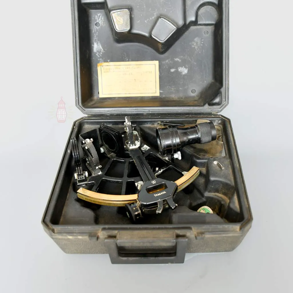 - SL 14849 3 Vintage Tamaya Brass Sextant with Original Case