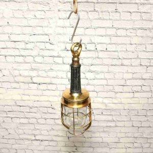 Authentic Vintage Brass Nautical Cage Wall Light