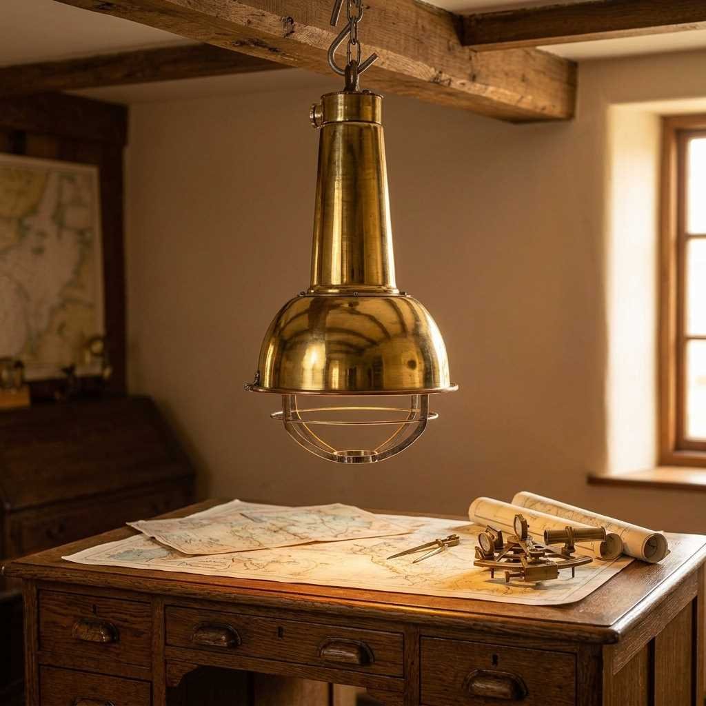 - SL 10767 4 Authentic Brass Cargo Hanging Deck Spot Light