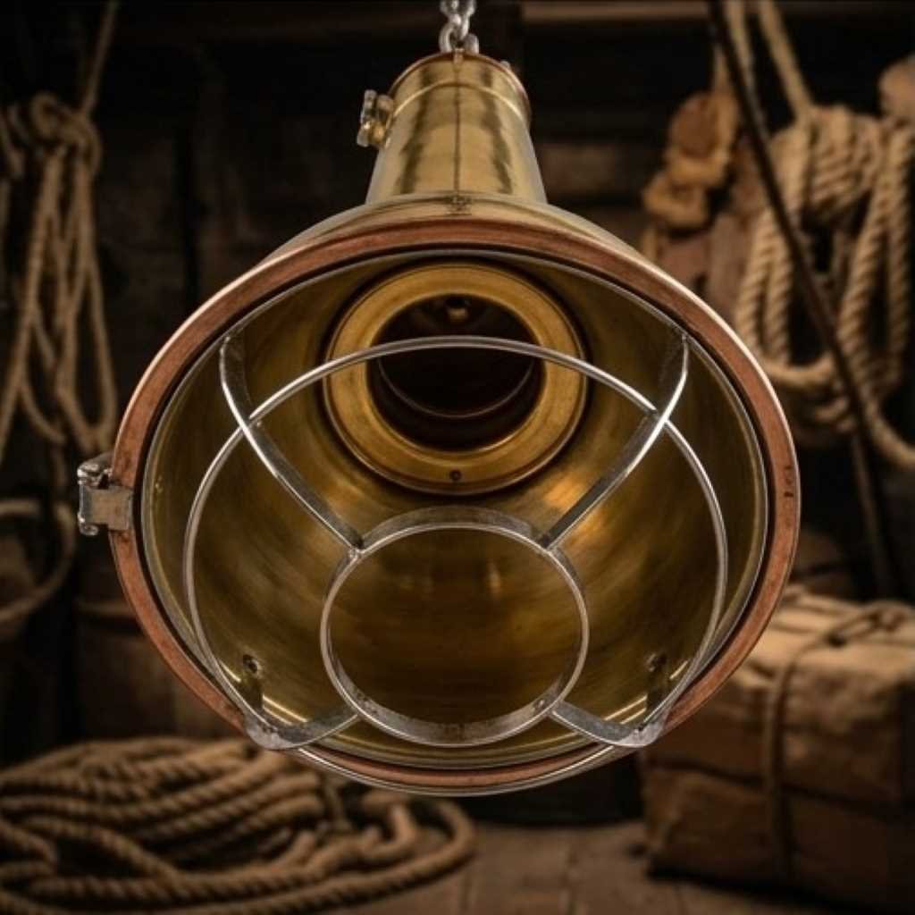 - SL 10767 6 Authentic Brass Cargo Hanging Deck Spot Light